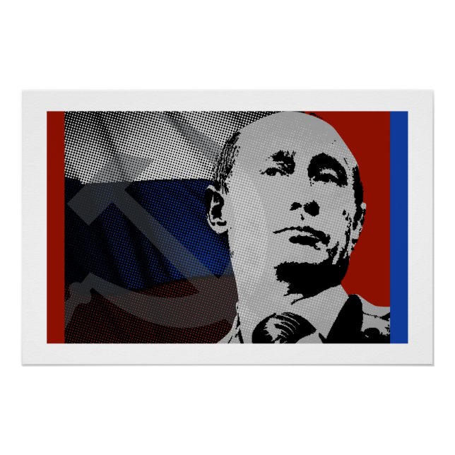 Putin with Russian Flag Poster (Front)