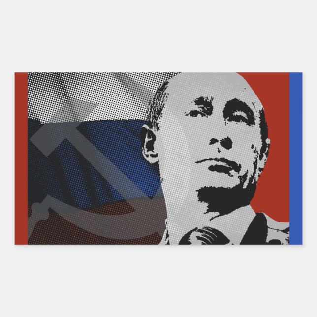 Putin with Russian Flag Rectangular Sticker (Front)