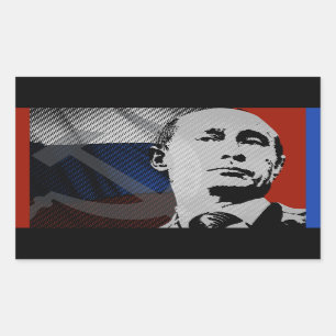 Putin with Russian Flag Rectangular Sticker