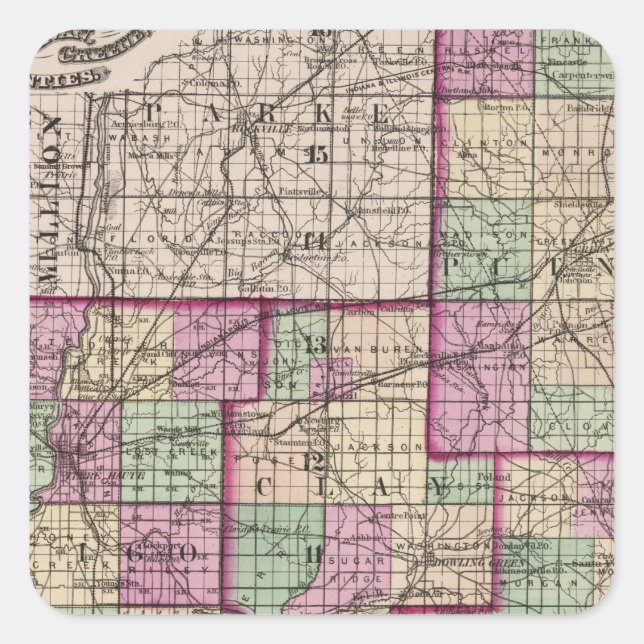 Putnam County and Vigo County Square Sticker (Front)