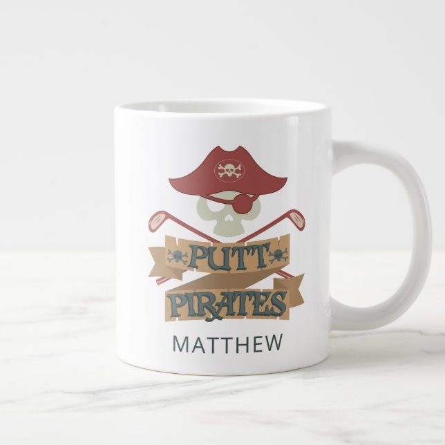 Putt Pirates Golfing Hobby Personalised Large Coffee Mug (Right)