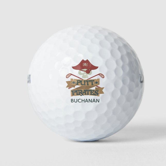 Putt Pirates Golfing Hobby Sports Personalised Golf Balls (Front)