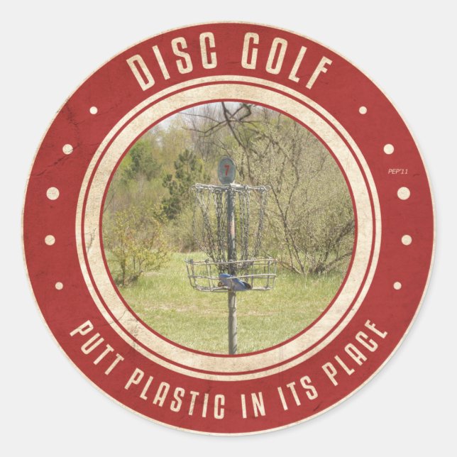 Putt Plastic In Its Place Classic Round Sticker (Front)