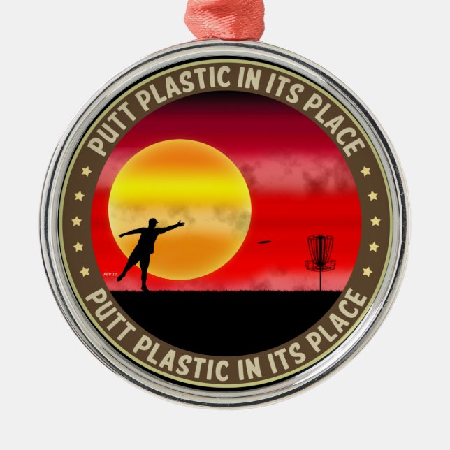 Putt Plastic In Its Place Metal Tree Decoration (Front)