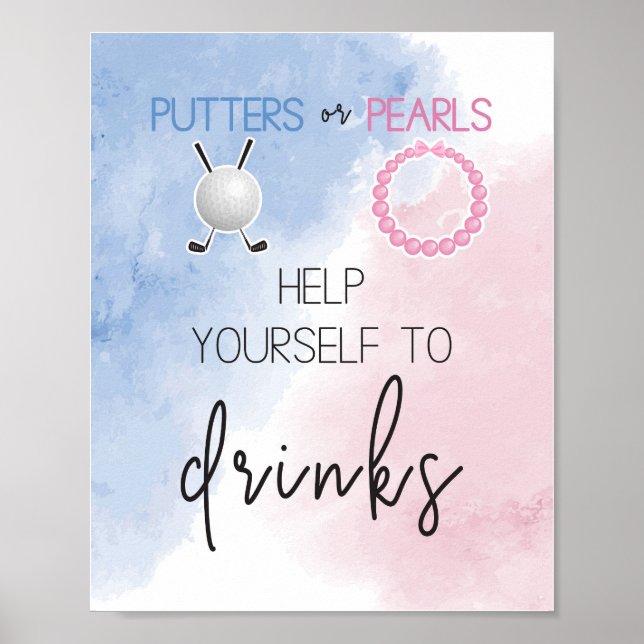 Putters or pearls Help yourself to drinks sign (Front)
