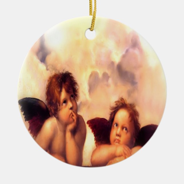 Putti Pair Angels Ceramic Ornament (Front)