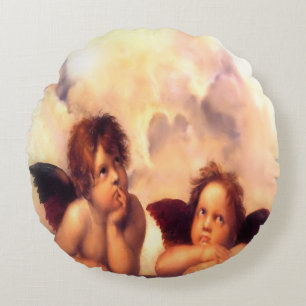 Putti Pair of Angels Round Cushion