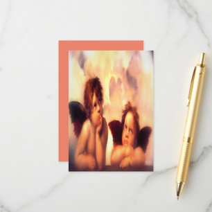 Putti Pair of Angels with Prayer Enclosure Card