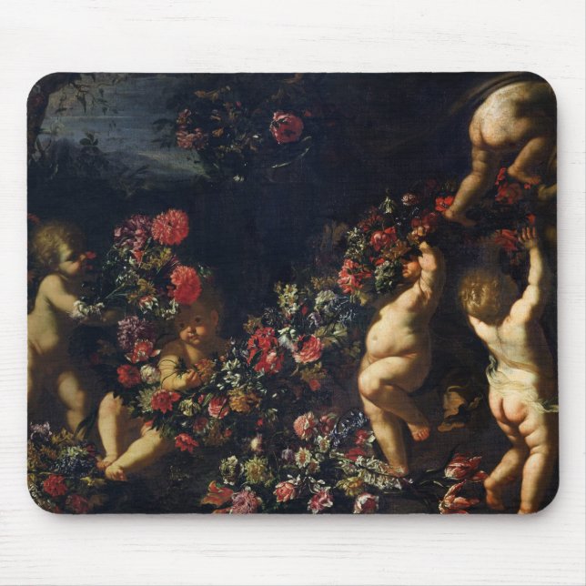 Putti Playing with Garlands of Flowers Mouse Pad (Front)