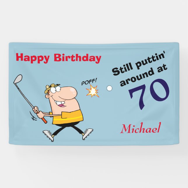 Puttin' Around 70 Golf Birthday Party Banner (Horizontal)