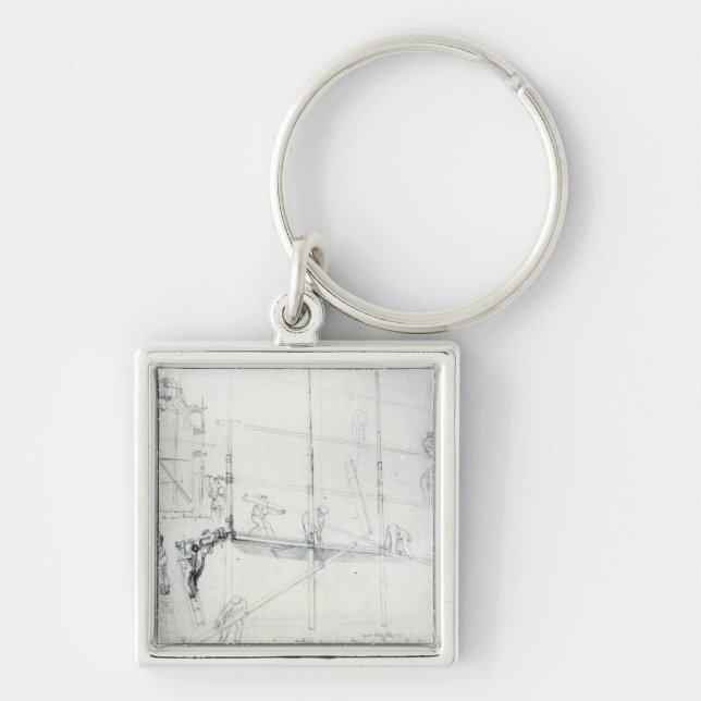 Putting up Scaffolding outside Craig's House Key Ring (Front)