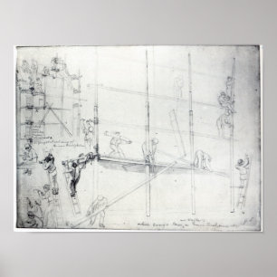 Putting up Scaffolding outside Craig's House Poster