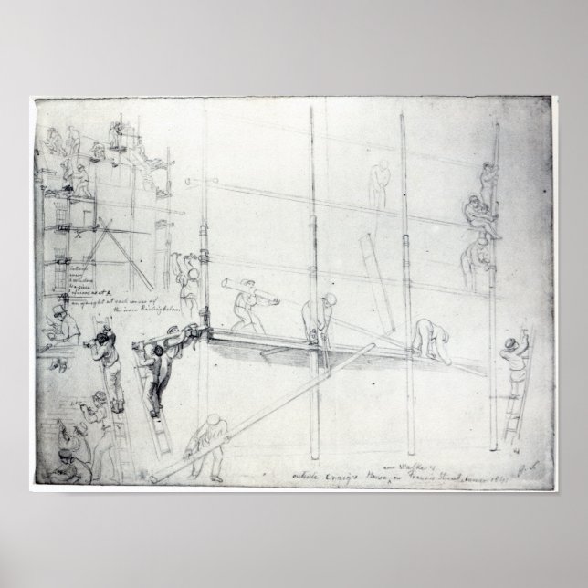 Putting up Scaffolding outside Craig's House Poster (Front)