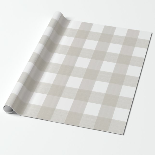 Putty Beige Buffalo Plaid Wrapping Paper (Unrolled)