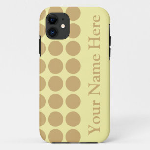 Putty Cream Neutral Dots with name iPhone 11 Case