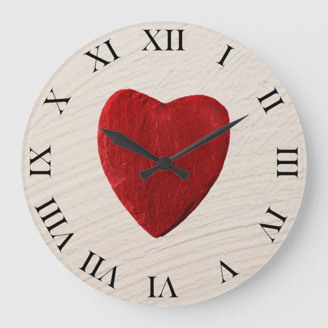 Putzhintergrund mit Herz Large Clock (Front)