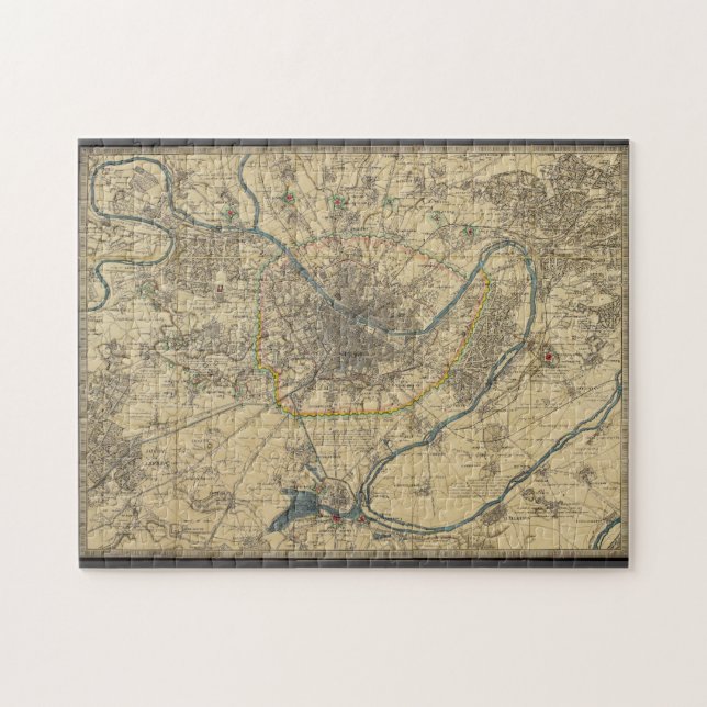 Puzzle 252 mapa antiguo de París (Horizontal)