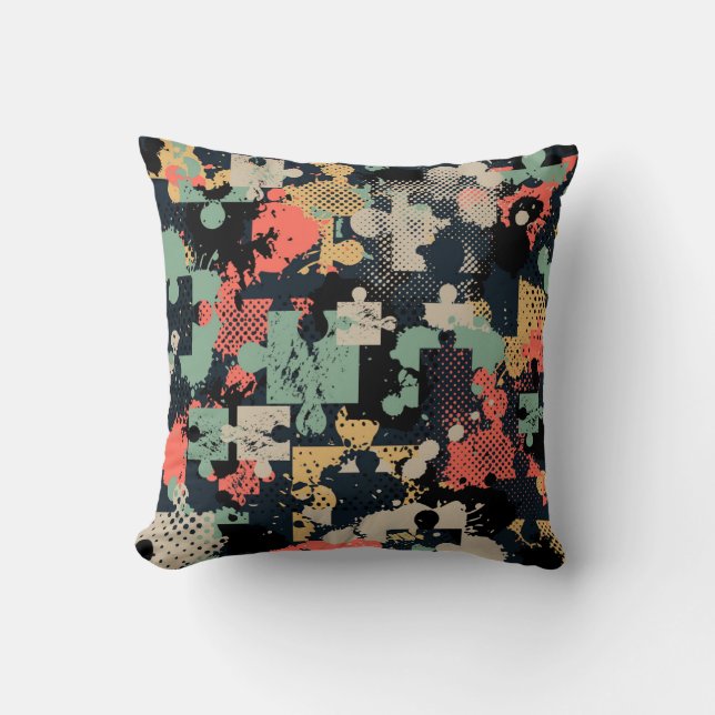 Puzzle Abstract: Creative Vintage Seamless. Cushion (Front)