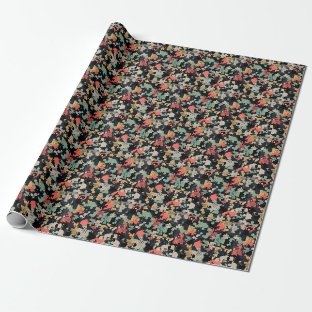 Puzzle Abstract: Creative Vintage Seamless. Wrapping Paper (Unrolled)