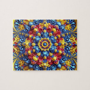 Puzzle abstract modern design in Romanian Colours