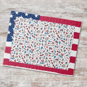 Puzzle, Add Your Photo, USA Painted Flag Frame Jigsaw Puzzle