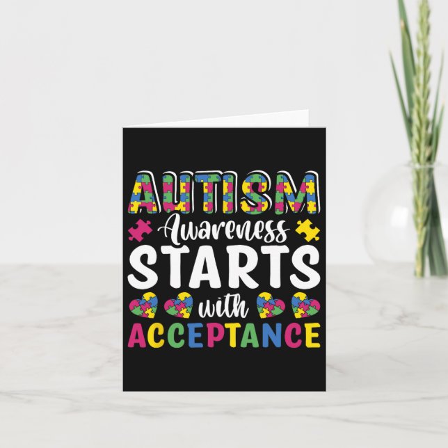 Puzzle Autism Awareness Accept Understand Love Dis Card (Front)