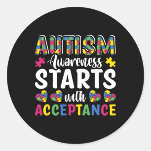 Puzzle Autism Awareness Accept Understand Love Dis Classic Round Sticker