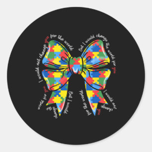 Puzzle Autism Ribbon Coquette Autism Bow Autism Mo Classic Round Sticker