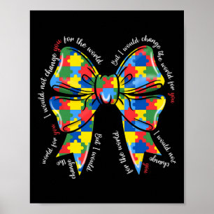 Puzzle Autism Ribbon Coquette Autism Bow Autism Mo Poster