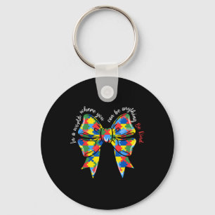 Puzzle Autism Ribbon Coquette Bow Be Kind Autism M Key Ring