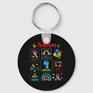 Puzzle Autistic Ribbon Autism Awareness Men Women Key Ring