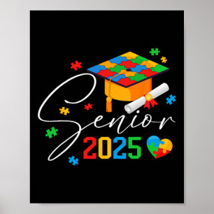 Puzzle Autistic Senior 2025 Autism Graduation Boys Poster