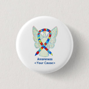Puzzle Awareness Ribbon Angel Custom Art Pins