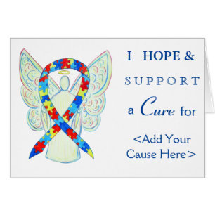 Puzzle Awareness Ribbon Angel Custom Greeting Card