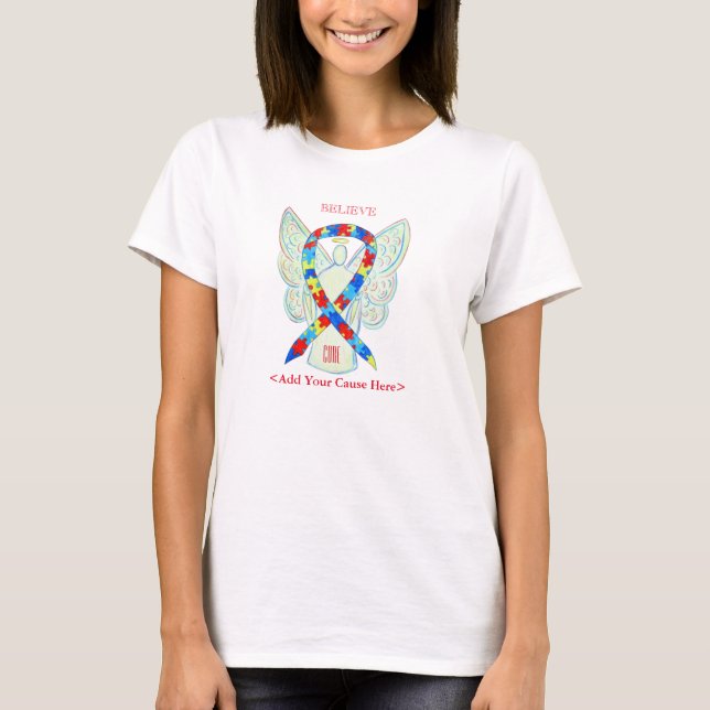 Puzzle Awareness Ribbon Angel Custom Shirts (Front)