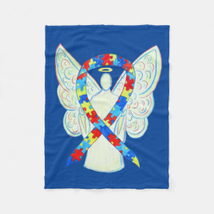 Puzzle Awareness Ribbon Angel Custom Soft Blanket