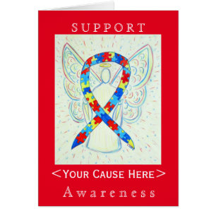 Puzzle Awareness Ribbon Angel Customised Card