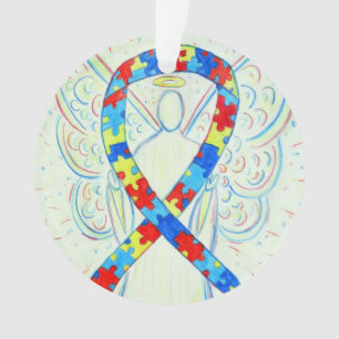 Puzzle Awareness Ribbon Angel Customised Ornaments