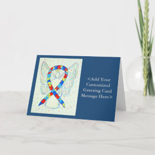 Puzzle Awareness Ribbon Angel Personalised Cards