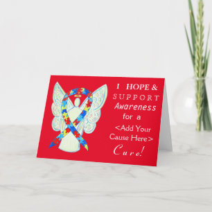 Puzzle Awareness Ribbon Custom Angel Cards