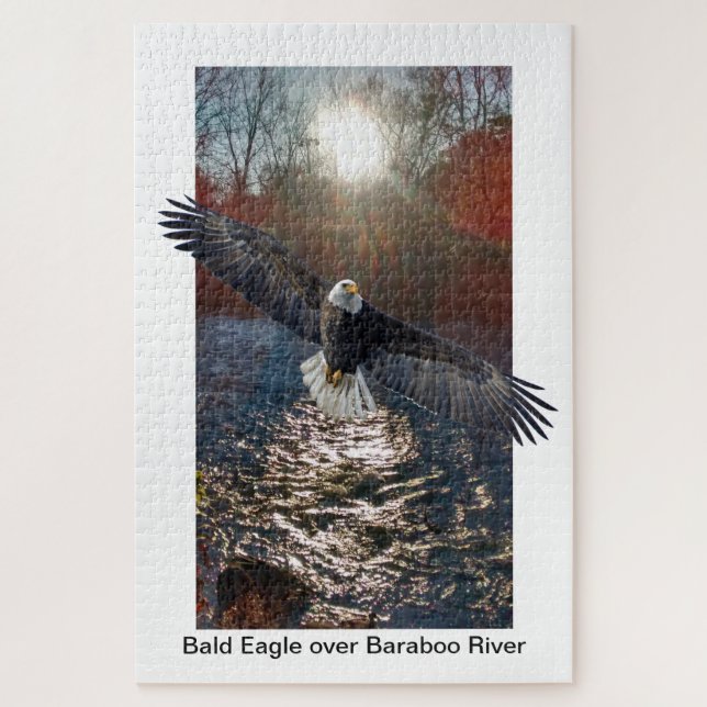 Puzzle, Bald Eagle over Baraboo River Jigsaw Puzzle (Vertical)
