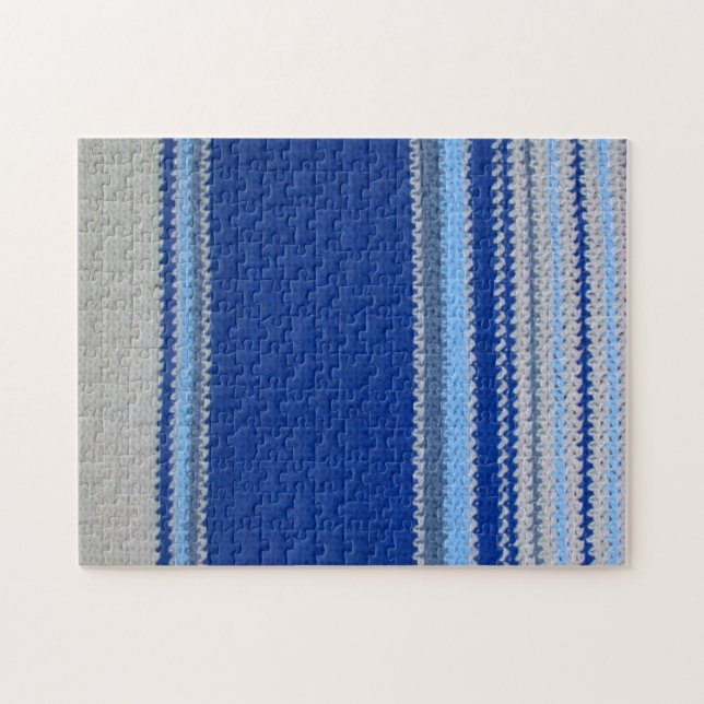Puzzle - Blue Stripes in Crochet (Horizontal)