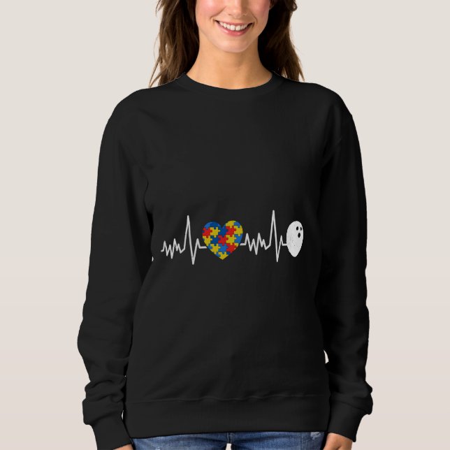 Puzzle Bowling Support Autism Awareness Men Women  Sweatshirt (Front)
