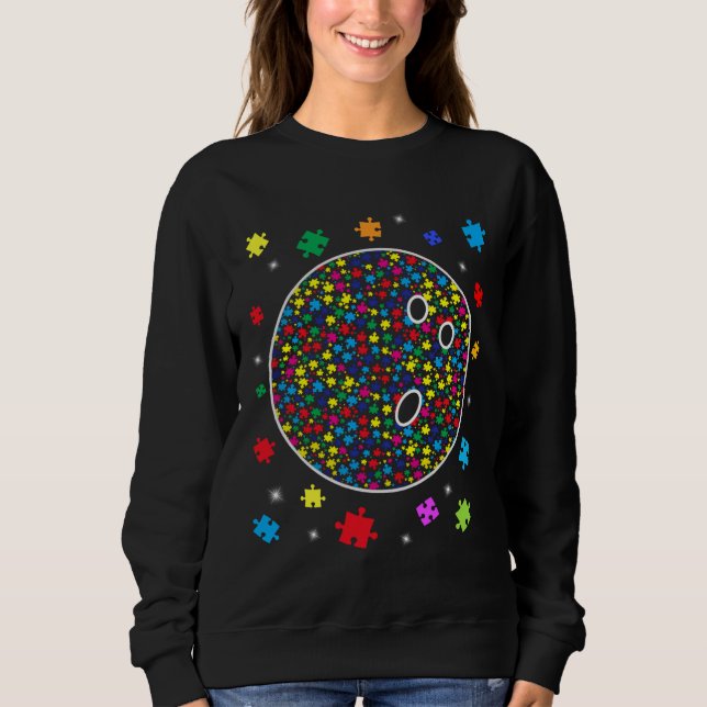Puzzle Bowling Support Autism Awareness Men Women  Sweatshirt (Front)