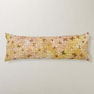 Puzzle Butterflies and Daisies-Browns by STaylor Body Cushion