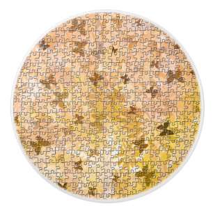 Puzzle Butterflies and Daisies-Browns by STaylor Ceramic Knob
