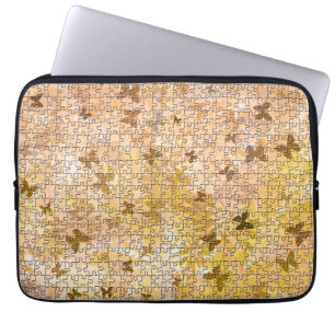 Puzzle Butterflies and Daisies-Browns by STaylor Laptop Sleeve