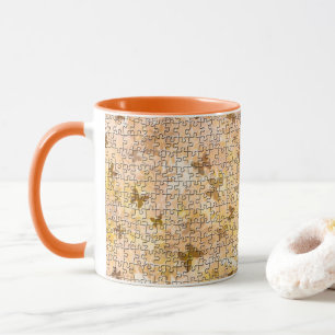 Puzzle Butterflies and Daisies-Browns by STaylor Mug