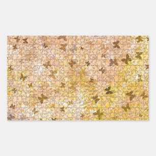 Puzzle Butterflies and Daisies-Browns by STaylor Rectangular Sticker