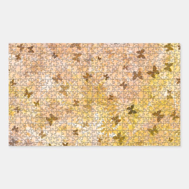 Puzzle Butterflies and Daisies-Browns by STaylor Rectangular Sticker (Front)